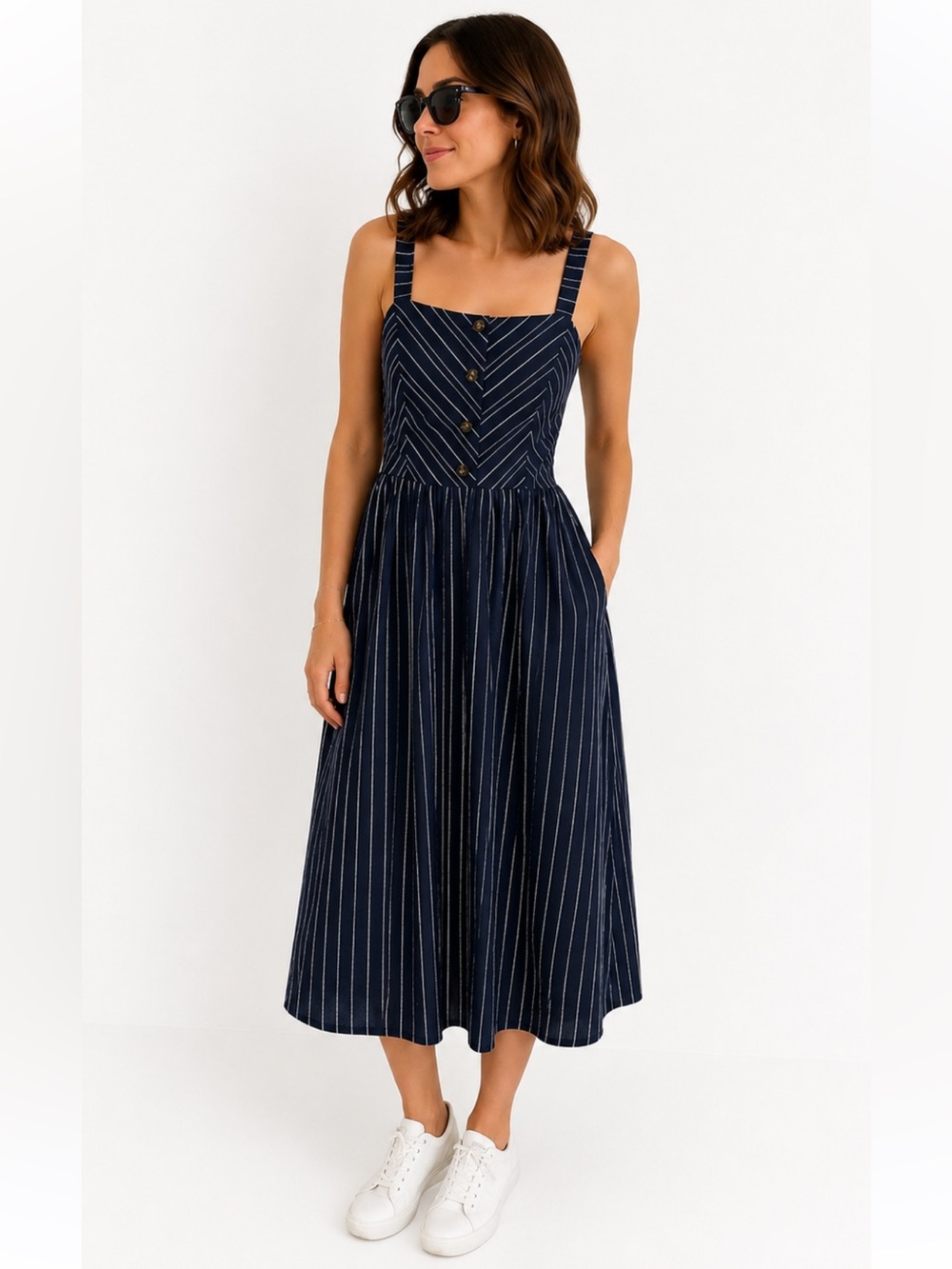 New midi black and white dress with straps
